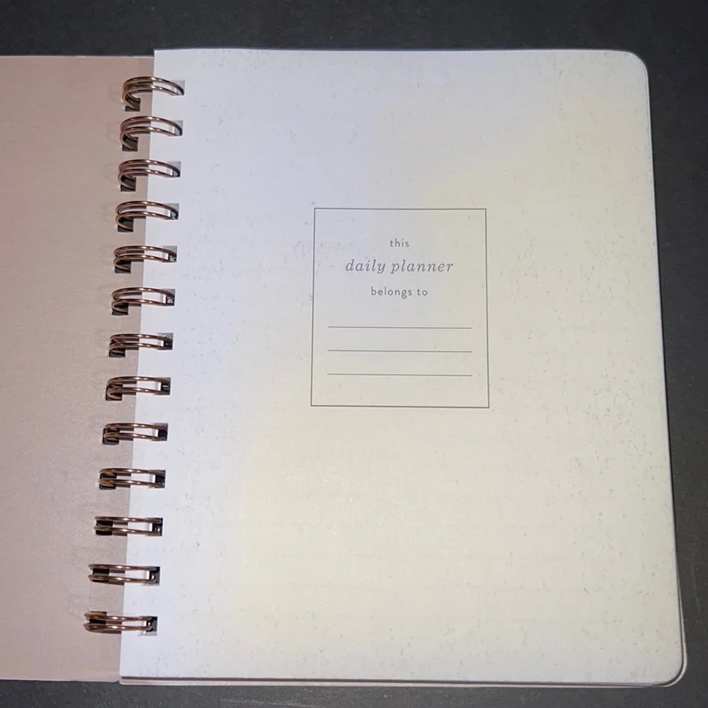 moon phase: rose gold on vegan leather NON-dated daily planner-spiral bound-NWT